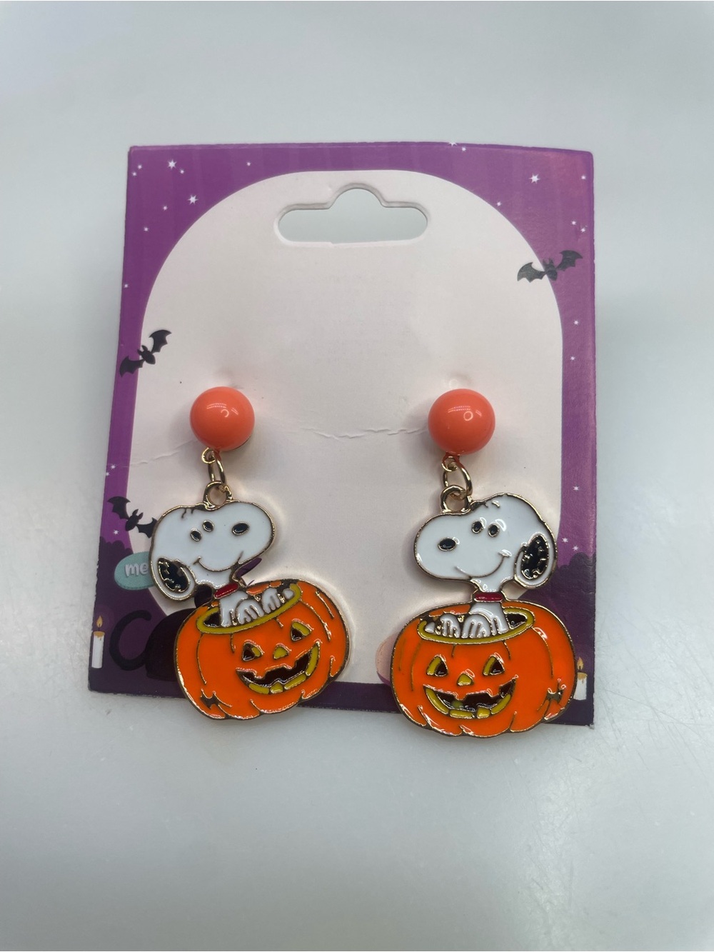 Halloween Snoopy Pumpkin Drop Earrings - Orange
